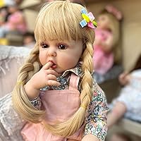 TERABITHIA 24 Inches Huge Real Baby Size Long Blond Hair Mouth Open Lifelike Reborn Baby Doll with Soft Weighted Cuddly Body Realistic Newborn Toddler Princess Girl Dolls Child Birthday Xmas Gift Set