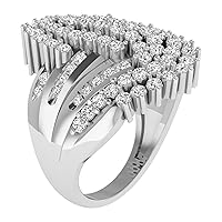 Dazzlingrock Collection Round White Diamond Multi-Row Cluster Style Wedding Ring for Women (2.00 ctw, Color I-J, Clarity I2-I3) in 925 Sterling Silver Size 10