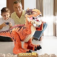 Remote Control Dinosaur Toys for Kids 3-5 with Spray, Electric Realistic RC T-Rex with Lights & Sounds, Rechargeable Big Dino Robot with Fire Breathing, Great Gift for Boys & Girls Age 5-7 8-12 Years