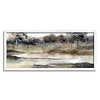 Trees By Lakeside Landscape Framed Wall Art, Design by Carol Robinson
