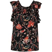 Ulla Johnson Women's Black Floral Silk Sleeveless Tulip Top