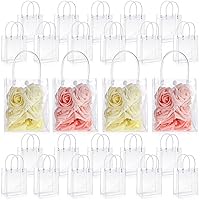 40 Pieces Clear PVC Gift Bags with Handles 5.9 x 5.1 x 2.76 Inch Transparent Gift Bags Plastic Reusable Gift Bag Shopping Wedding Clear Goodie Bags Clear Candy Bags Totes for School Birthday Party