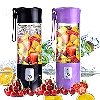 Portable Blender for Shakes and Smoothies USB Rechargeable Mini Personal Size Blenders Type-C Travel Juicer Cup Frozen Fruit Ice Mixer Baby Food Maker with Updated 6 Blades BPA Free13.5oz