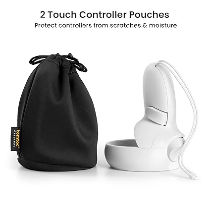 tomtoc Carrying Bag for Meta/Oculus Quest 2/3/Quest Pro VR Gaming Headset, Touch Controllers Accessories, Lightweight, Portable, Travel Shoulder Sling Backpack with 2 Pouches for Meta/Oculus Quest 2/3
