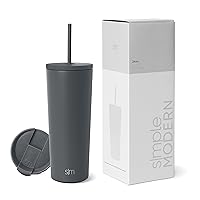 Simple Modern Insulated Tumbler with Lid and Straw | Iced Coffee Cup Reusable Stainless Steel Water Bottle Travel Mug | Gifts for Women Men Her Him | Classic Collection | 24oz | Graphite