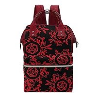 D20 Dice Casual Travel Laptop Backpack Fashion Waterproof Bag Hiking Backpacks Red-Style