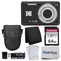 Kodak PIXPRO FZ55 Digital Camera (Black) + Black Point & Shoot Camera Case + Transcend 64GB SD Memory Card + Tri-fold Memory Card Wallet + Hi-Speed SD USB Card Reader + More!