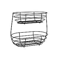 Spectrum Diversified Euro Arched Server Contemporary Stacked, 2-Tier Bowls for Modern Kitchen Counters, Sleek Fruit Basket Stand, Large, Black