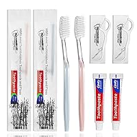 10 pcs Disposable Toothbrushes with Toothpaste Floss Individually Wrapped Bulk, 2 Colors