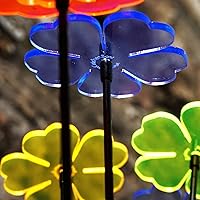 Glowing Double Blossoms Ornaments Set of 5 Garden Stakes 25cm/9.8 inches high Indoor Outdoor Yard Gardeners Gift, Colour:Mixed Colours