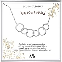 60th 50th 40th 30th Birthday Gifts Necklace for Women Mom, Sterling Silver Circle Necklace Jewelry for Her, Each Circle for A Fabulous Decades Anniversary Mothers Day