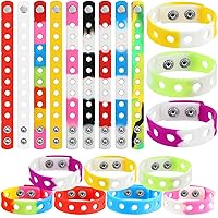 MTLEE 36 Pieces Silicone Charm Bracelet Wristbands Adjustable Cute Kids Bracelets for Boys and Girls Swimming Identify Shoe Charms Birthday Presents, 12 Colors (Classic Color, 7 Inch)