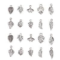 Airssory 50 Pcs 10-Shapes Vintage Leaf Theme Hollow Filigree Monstera Ginkgo Oak Maple Leaves Branch Metal Alloy Charms for Necklace Bracelet Jewelry Making - 14x9.5mm