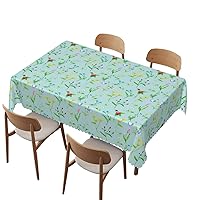 Watercolor Pattern Tablecloth Rectangle,Flower Theme Table Cloth,Spillproof Wrinkle Free Tabletop Decoration Table Cover,for Dining Room, Kitchen, Wedding and Holiday,60x104 inch,Green