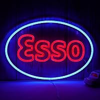 Esso Neon Sign for Garage Decor,Led Signs for Bar Man Cave Wall Decor,Lube Store or Gasoline Station Display Lighting,Easy Hanging.