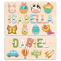 Personalized Name Puzzles for Toddlers 1-3, Easter Basket Stuffers for Toddler, Personalized Baby Gifts, Wooden Name Puzzle for Kids Personalized, Montessori Toys for 1 Year Old