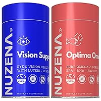 Vision Support Bundle with Optima Omega 3+, Supports Eye, Joints, Heart & Brain Health with Lutein, Zeaxanthin, Vitamins E&C, Fish Oil, EPA & DHA - Made in USA