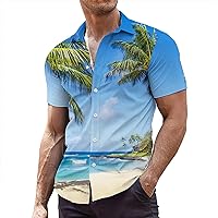 Hawaiian Shirts for Men Funny Short Sleeve Summer Tops Oversized Beach V Neck Soft Breathable Printing Streetwear