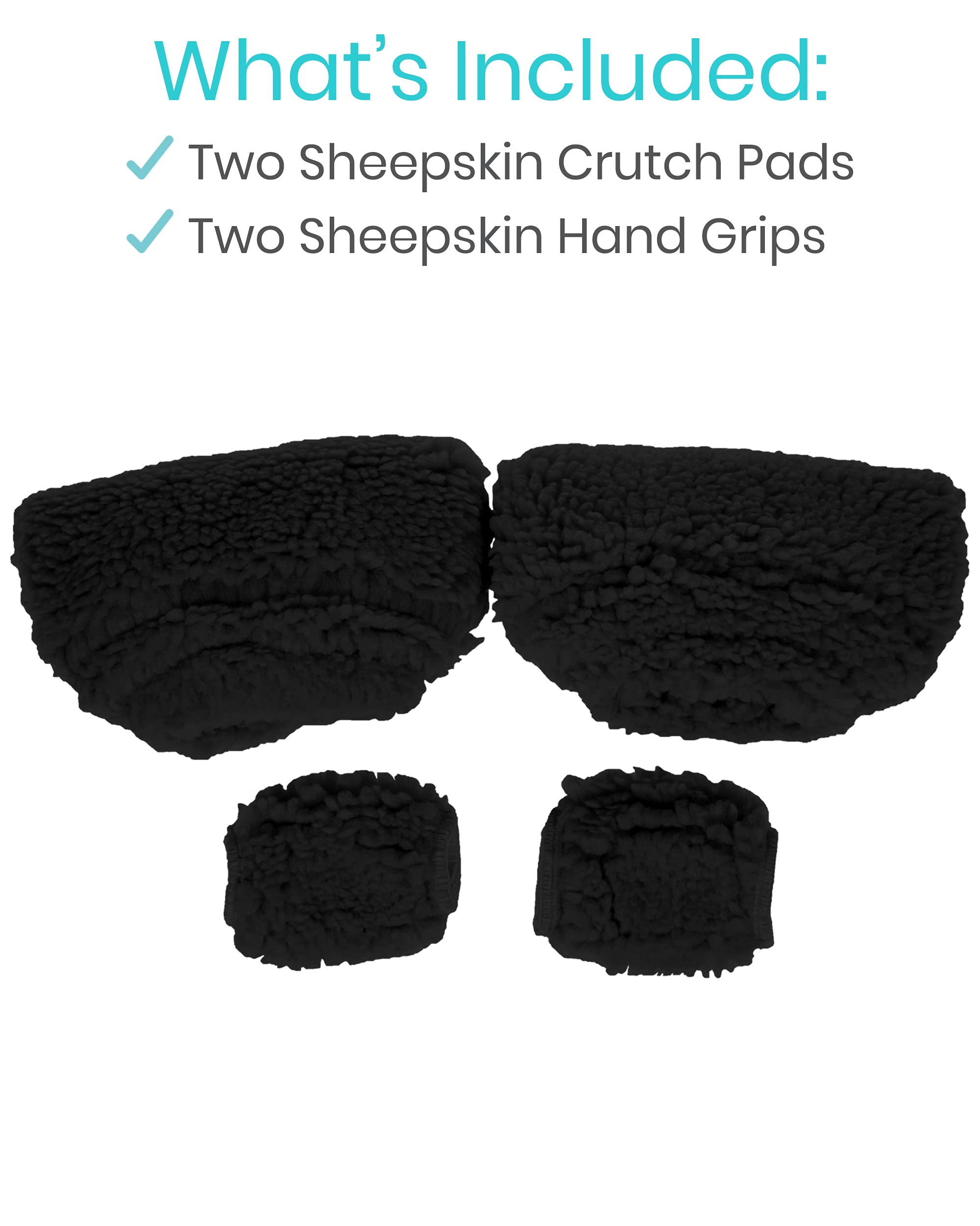 Vive Sheepskin Crutch Pads & Hand Grips for Adults, Kids, Crutches, Armpits  - Accessories Knee Scooter Foot Injuries Pillow for 5ft Medical 6 feet