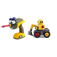 CAT Construction Toys, Fix-It Fleet Construction Toy Excavator, Ages 3+, Motorized Drill + Lights & Sounds, Improve Fine Motor Skills