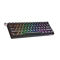 GK61 60% | Hot Swappable Mechanical Gaming Keyboard | 61 Keys Multi Color RGB LED Backlit for PC/Mac Gamer | ANSI US American Layout (Black, Mechanical Red)