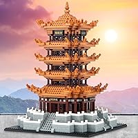 Architecture Yellow Crane Tower Micro Building Block Set, 2080 Pcs World Famous Architectural Collectible Model Micro Bricks Toys for Adults Kids 14+