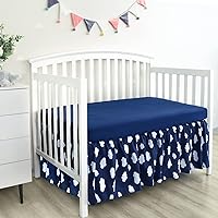 Crib Skirt Fit Standard Crib or Toddler Bed with Adjustable Straps Easy On/Off Pleated Dust Ruffled up to 14
