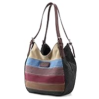 Canvas Tote Purse Shoulder Crossbody Bag for Women, Vintage Small Handbag Multi-pocket Purses Top Handle Work Bags