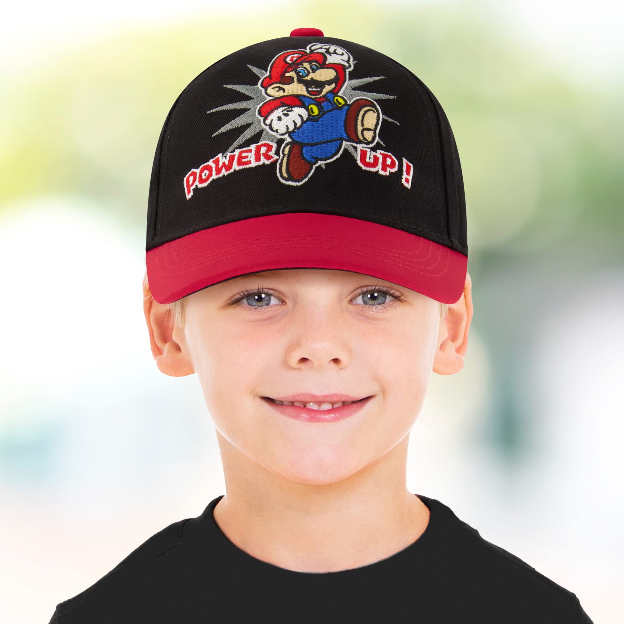Nintendo Baseball Cap, Super Mario Adjustable Kids Hat for Ages, Black, Little BOY Age 4-7