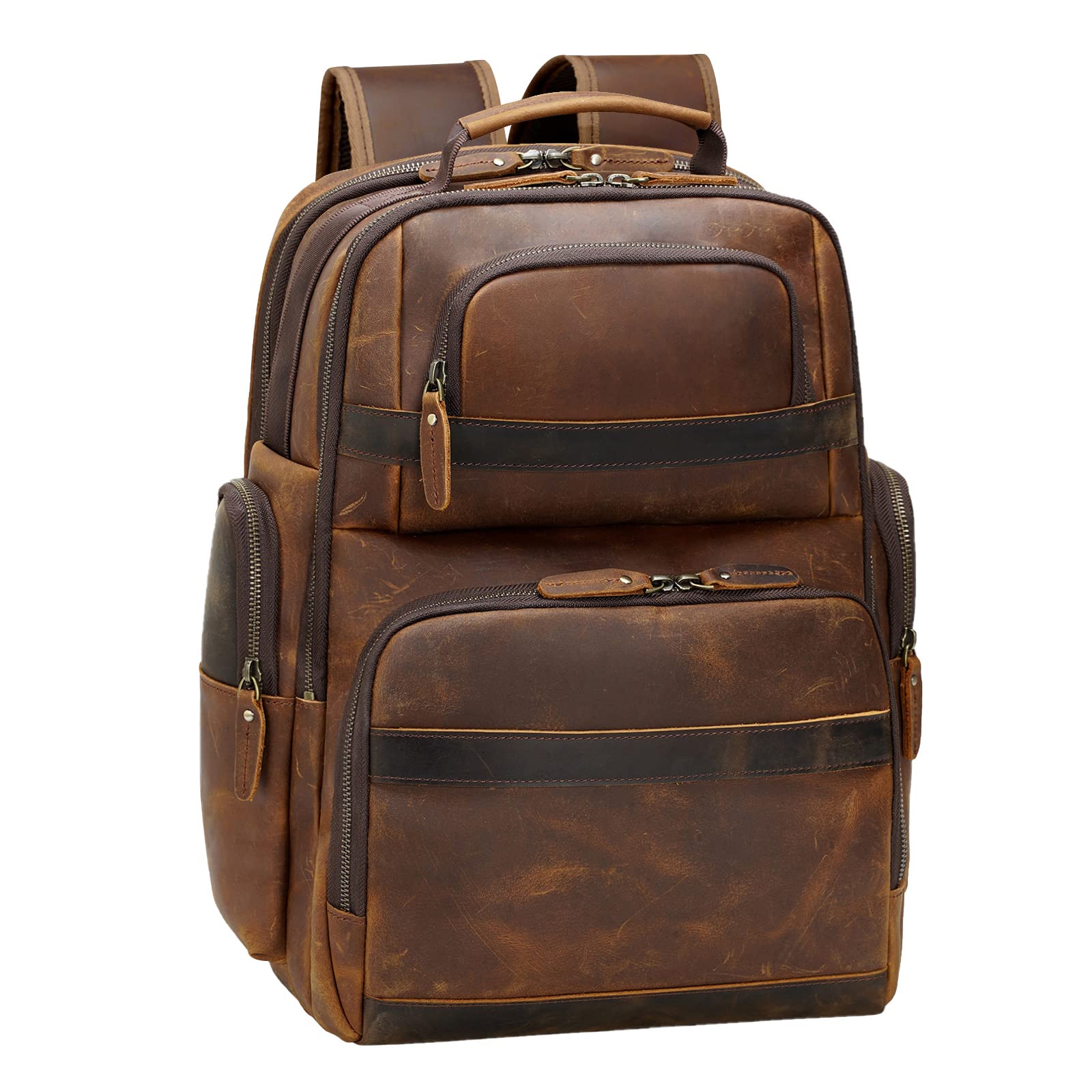 TIDING Men's Vintage Leather Backpack 15.6