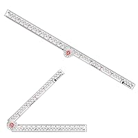SINGER 12-Inch Folding Ruler with Precision Marking & Zero-Centering for Sewing, Quilting, Crafting & Patternmaking - Clear Metric Ruler - 15 Increment Quick Angle Ruler, Folds to 6”