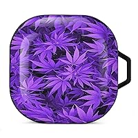 Purple Pot Leaf Weed Pattern Printed Bluetooth Case Cover Hard PC Headset Protective Shell for Samsung Headset