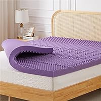 Mattress Topper, 2 Inch Twin Size 5-Zone Gel Memory Foam Egg Crate Bed Topper, Targeted Support, Pressure Relief, CertiPUR-US Certified, Lavender