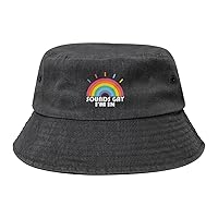 Sounds Gay I'm in LGBTQ Denim Bucket Hats Washed Cowboy Sunhat Funny Fishing Cap for Men Women