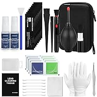 Professional Camera Cleaning Kit(32 pcs), Including Air Blower/Cleaning Pen/Cleaning Spray/Cleaning Cloth/Lens Brush, Lens Cleaning Kit for DSLR Cameras Compatible with Canon, Nikon, Sony