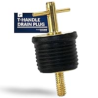 Five Oceans Boat Plug, T-Handle Drain Plug, for 1-Inch Diameter Drains, Locks in Place, Brass Handle, Rubber Plug - FO2882