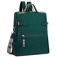 FADEON Leather Laptop Backpack for Women, Designer Ladies Work Travel Computer Backpack with Laptop Compartment Suede Green