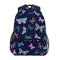 ALAZA Colourfull Flying Butterflies and Dots School Backpacks Business Travel Hiking Camping Rucksack Pack
