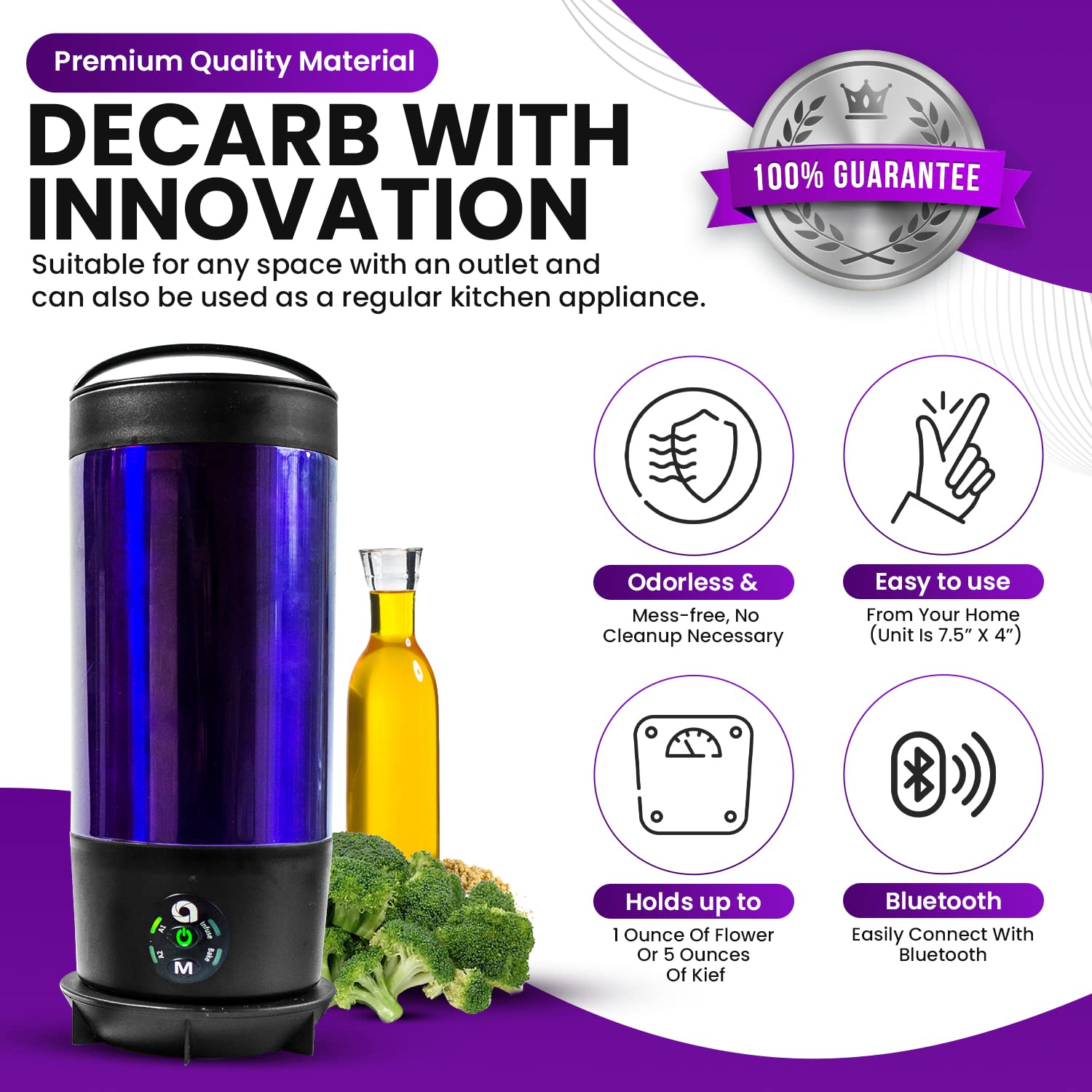 Ardent FX Decarboxylator 110V With Bluetooth Connectivity - 3 in 1 Portable Decarboxylation - Herbal & Oil Infuser Machine - Quick & Effortless Decarboxylation - Odorless - Use for Butter and Herbs