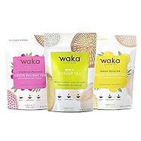 Waka Quality Instant Tea — Unsweetened 3 Bag Tea Combo — 100% Tea Leaves — Green, Raspberry Flavored, Lemon Flavored, 4.5 oz Per Bag
