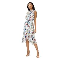 Adrianna Papell Women's Printed Mixed Fabric Dress