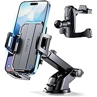 Car Phone Holder Mount [Upgraded]-[Bumpy Roads Friendly] Phone Mount for Car Dashboard Windshield Air Vent 3 in 1,Hand Free Mount for iPhone 15 14 13 Pro Max Samsung All Cell Phones (Black)