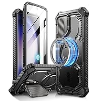 i-Blason Armorbox for Samsung Galaxy S24 Plus Case with Camera Cover Stand, [S Pen & Wireless Charging Compatible] Full-Body Rugged Protective Case with Built-in Screen Protector & Kickstand (Black)