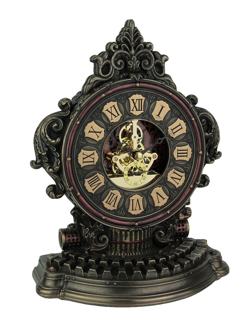 Veronese Design Steampunk Style Antique Typewriter Table Clock with Moving Clockworks