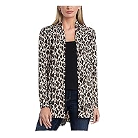 Vince Camuto Womens Beige Unlined Relaxed Fit Animal Print Long Sleeve Open Front Cardigan XXS