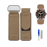 22mm 24mm Nylon Watch Band for Seiko Tudor Rolex BR Hook-and-Loop Fastener Sport Watchband Steel Buckle NATO Strap Black Blue (Color : Khaki-Silver, Size : 24mm)