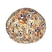 Labrador Retriever Dogs Print Double Layer Waterproof Shower Cap, Suitable For All Hair Lengths (10.6 X 4.3 Inches)