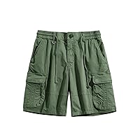 Cargo Shorts for Men Casual Fit Stretch Waist Drawstring Multi Pockets Summer Shorts Casual Athletic Workout Shorts