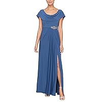 Alex Evenings Women's Plus Size Long Cowl Neck A-line Dress