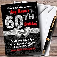 Red Black Silver Diamond 60Th Birthday Party Personalized Invitations